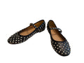 House of Harlow Black Studded Mary Jane Flats with Rhinestone Embellish