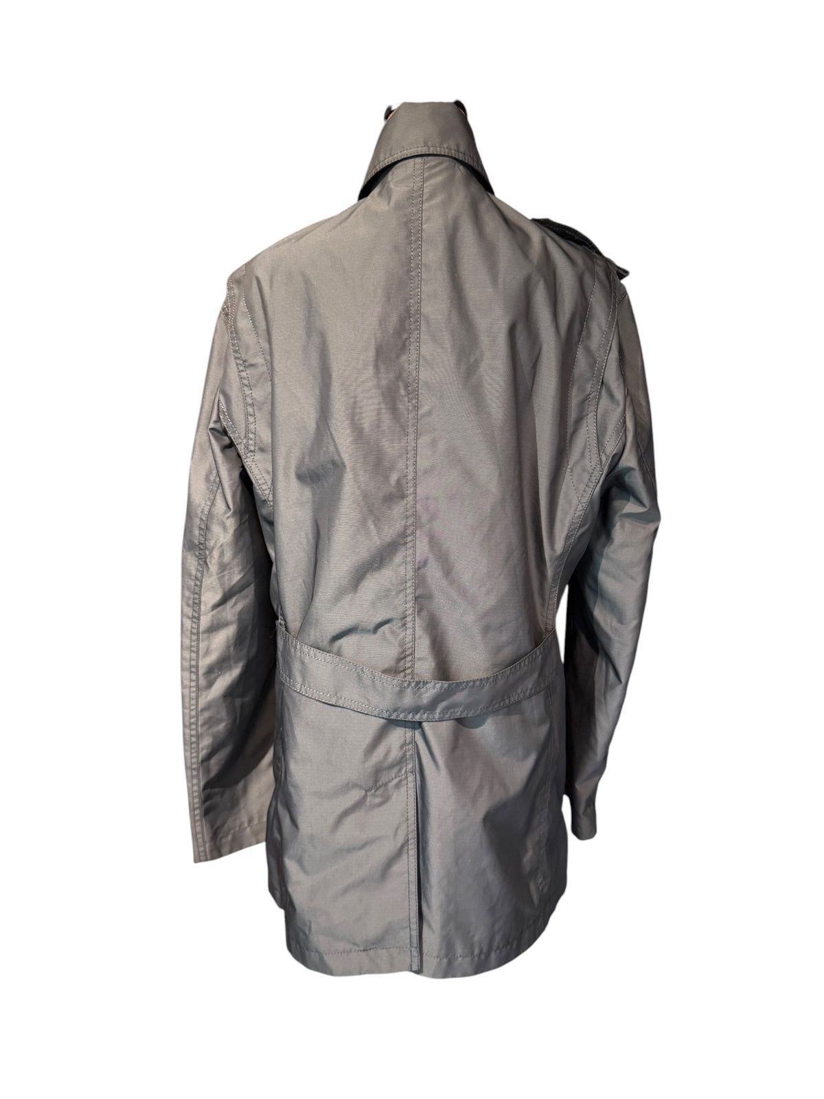 Heilan Home Vintage Gray Short Trench Coat with Quilted Lining