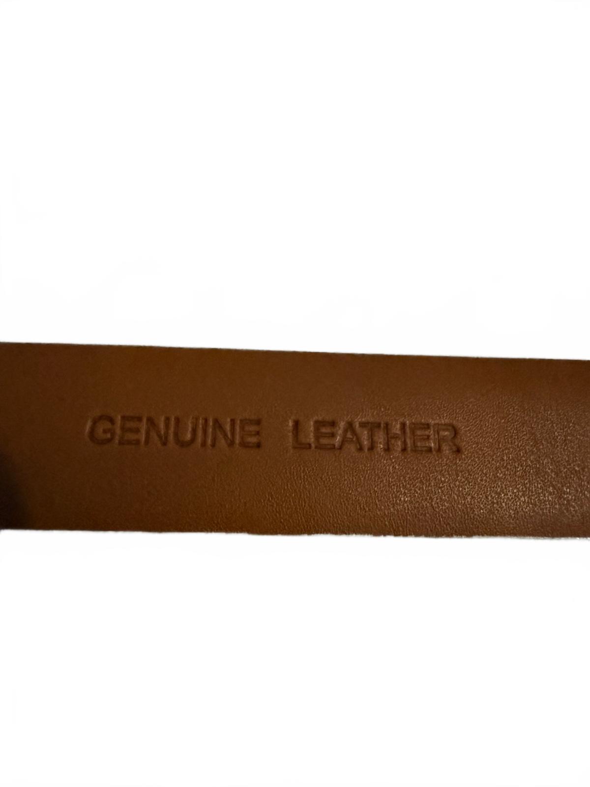 Ralph Lauren Genuine Leather Metallic Silver Belt with Round Buckle
