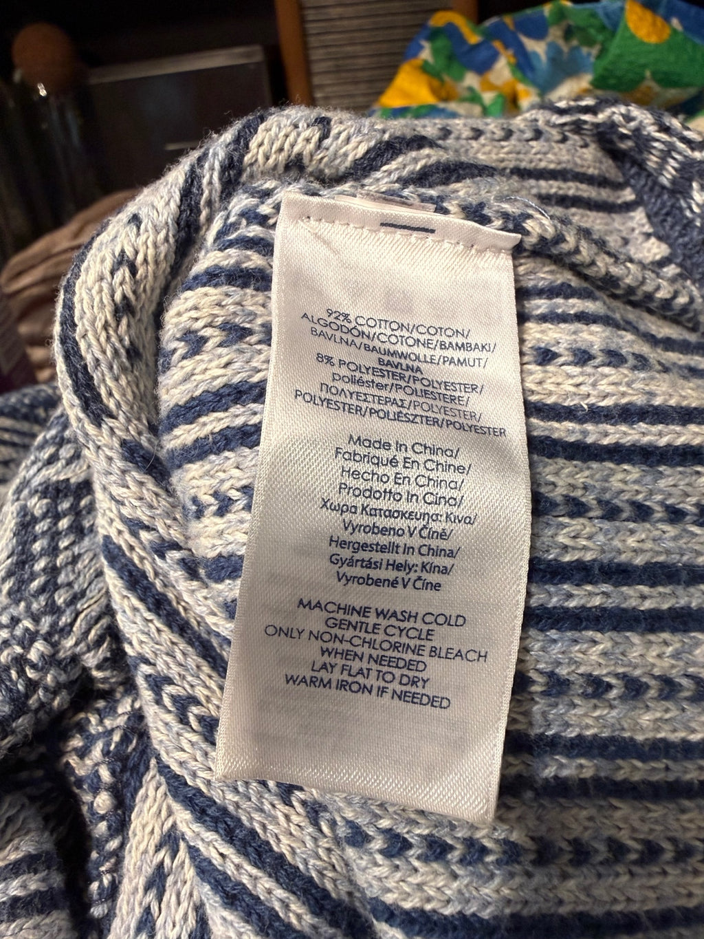 Chaps Blue and White Knit Sweater Vest