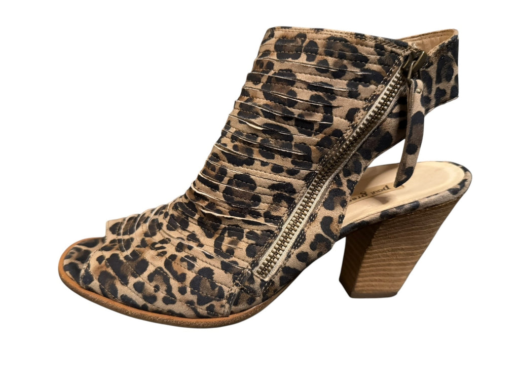 Paul Green Leopard Print Peep Toe Slingback Heeled Booties