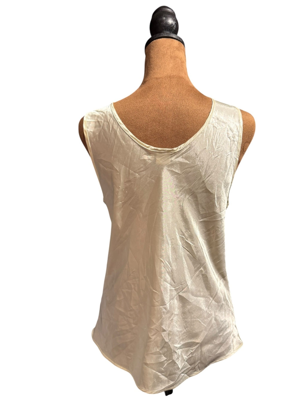 Cinema Etoile Ivory Sleeveless Lace Detail Satin Top