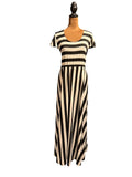 J Mode USA Black and White Striped Maxi Dress