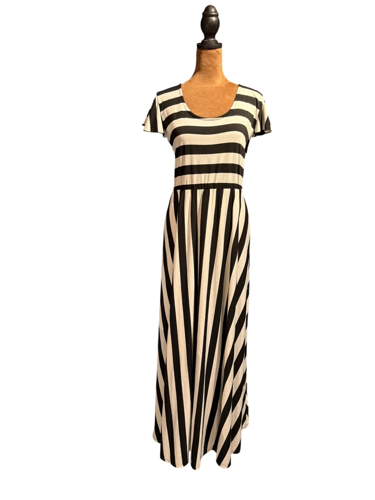 J Mode USA Black and White Striped Maxi Dress