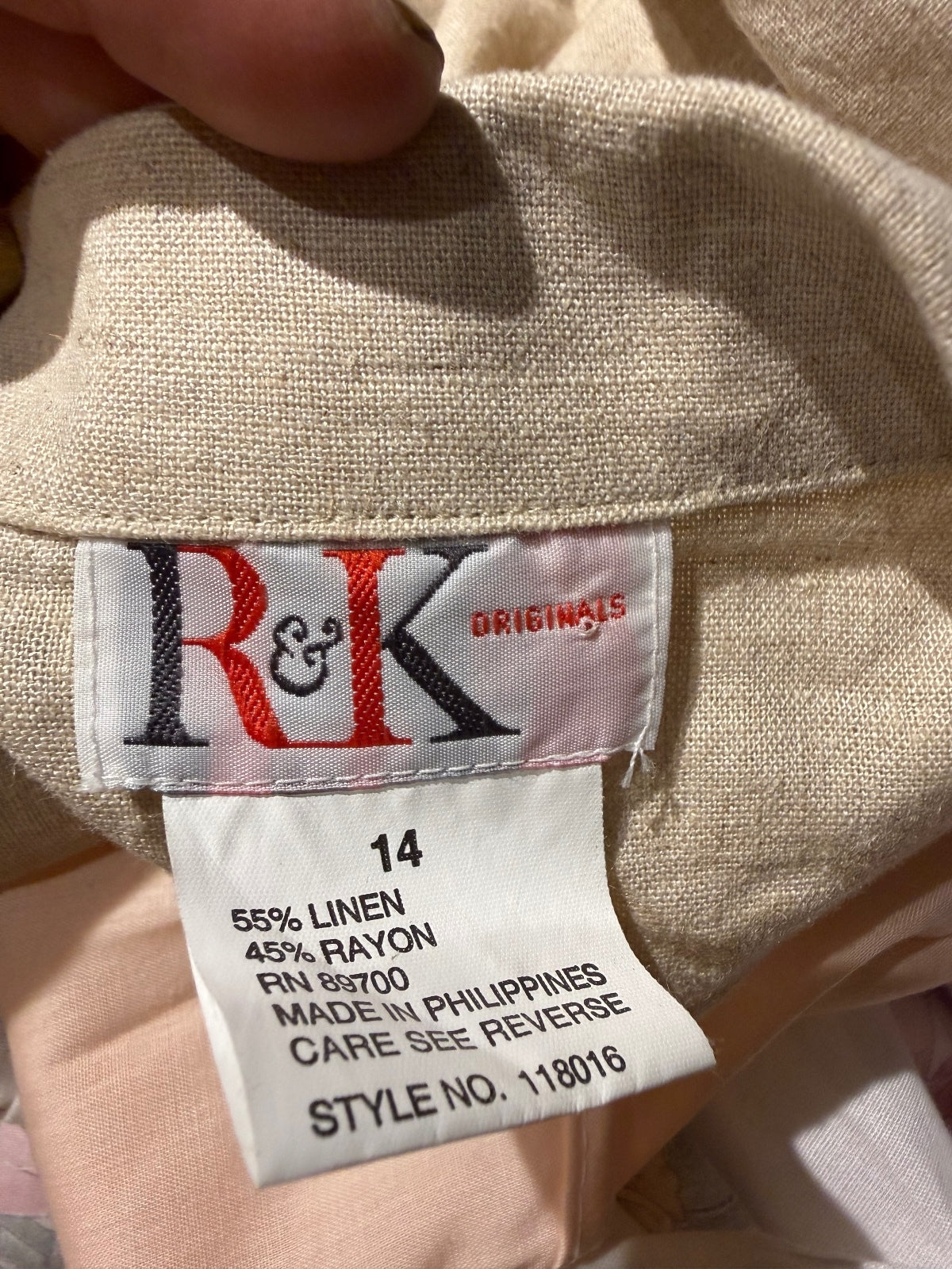 R&K Originals Beige Linen Rayon Short Sleeve Blazer