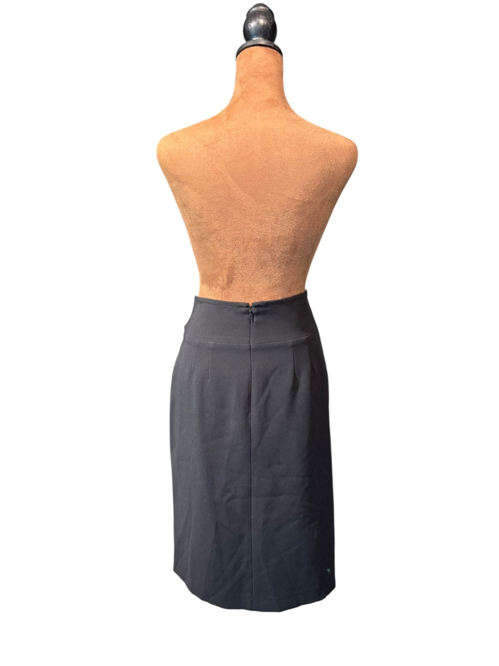 St. John Black Draped Pencil Skirt