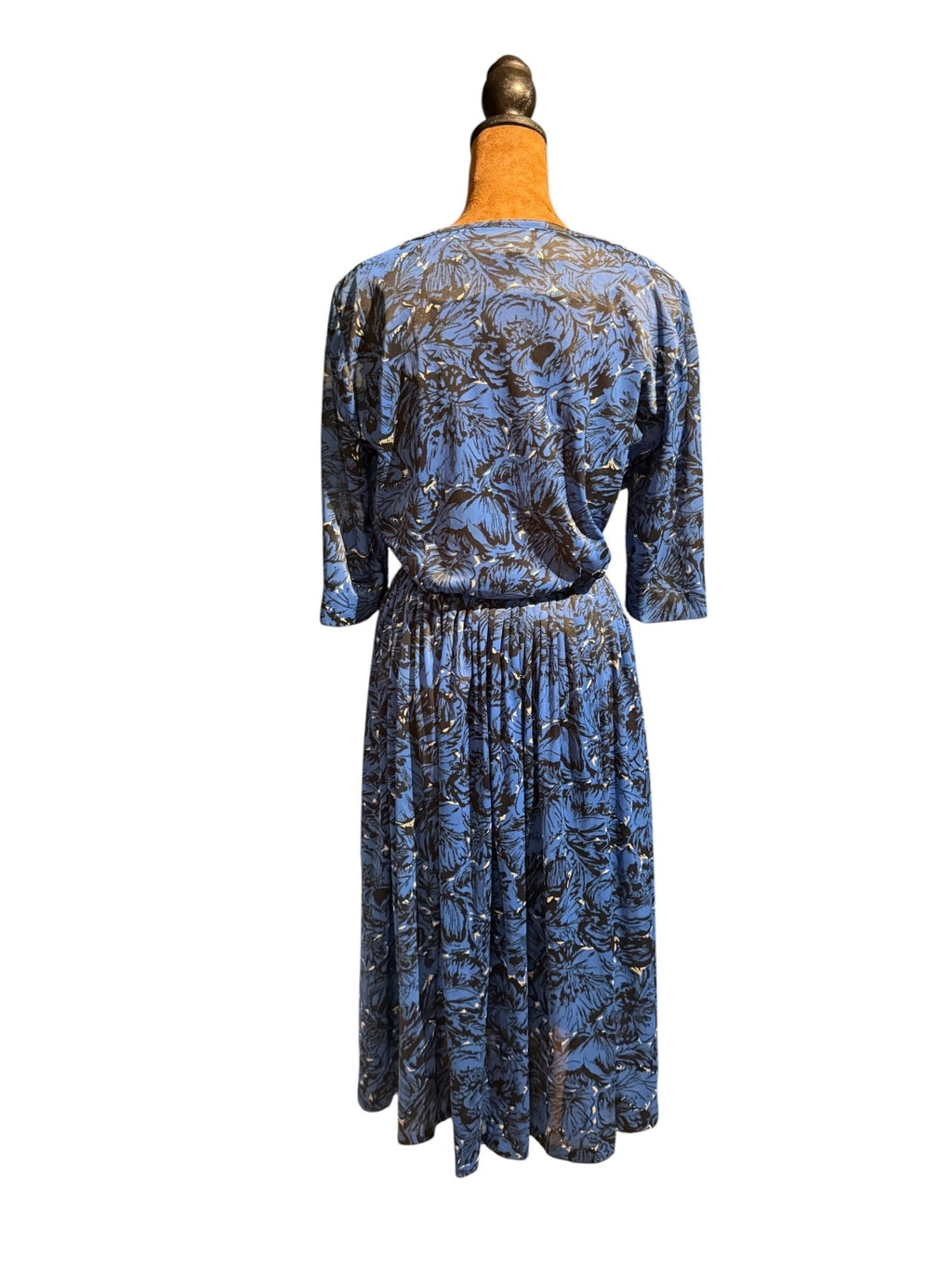 Bettie Hartford Vintage Blue Floral Dress with Button Front