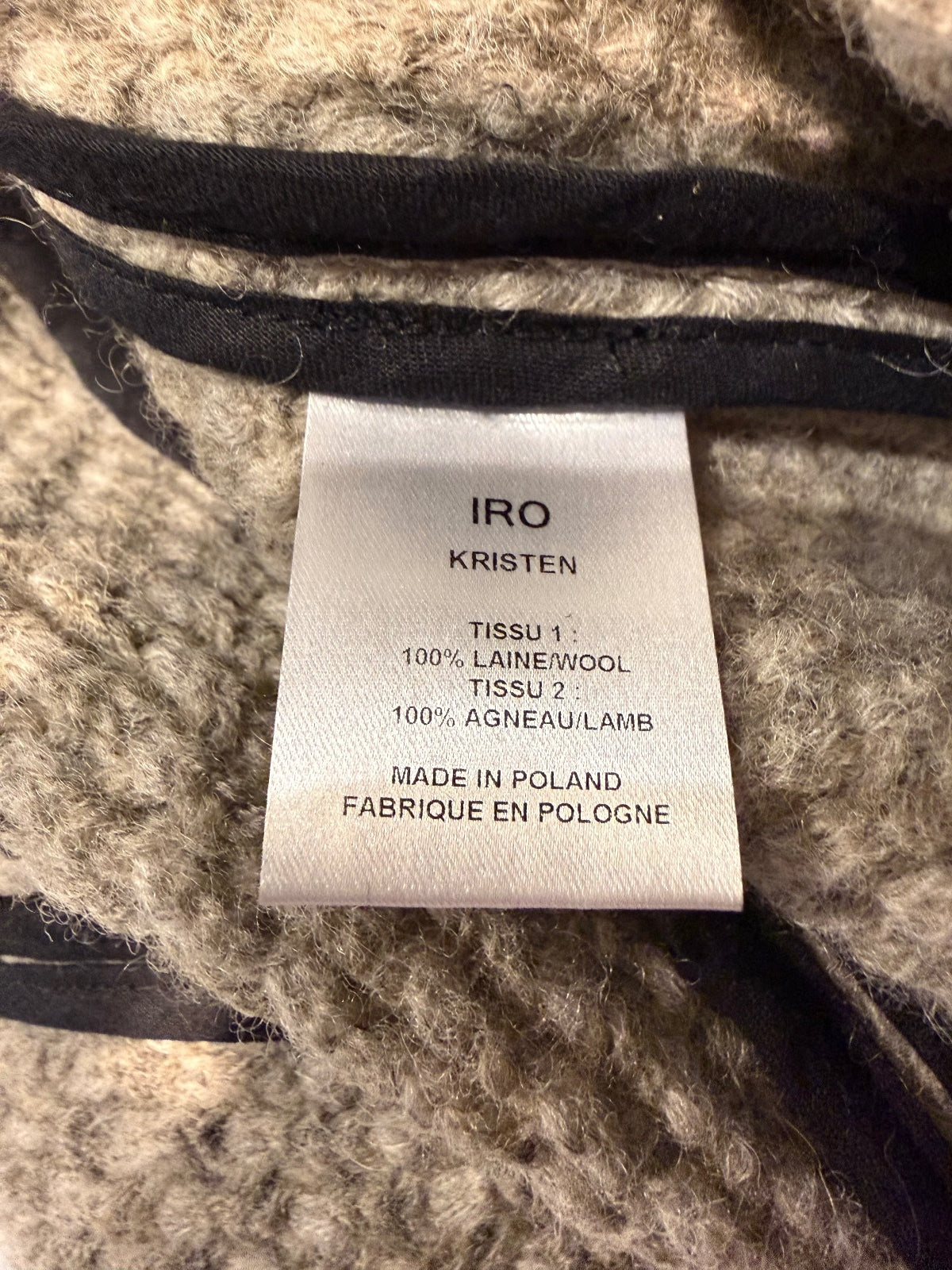 IRO Beige Chunky Knit Wool Blend Sweater Jacket