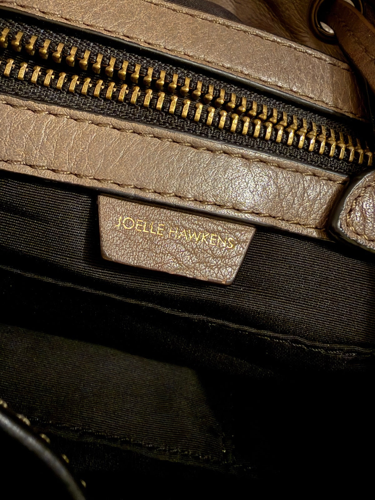Joelle Hawkens Taupe Leather Tote Bag