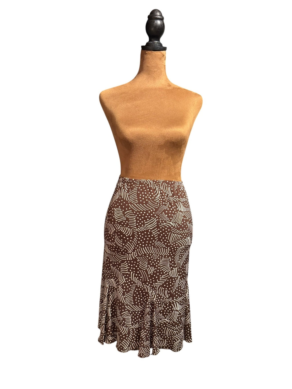 Briggs New York Brown and Cream Stretch Midi Skirt