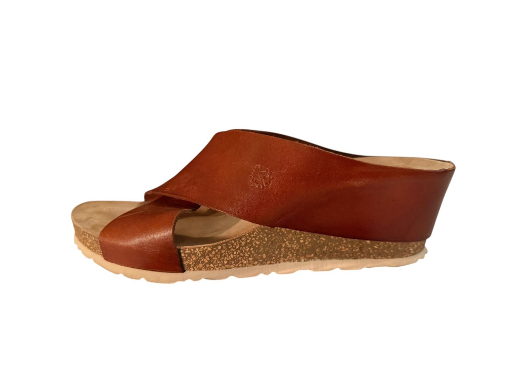 Yokono Brown Leather Wedge Sandals Made in Spain