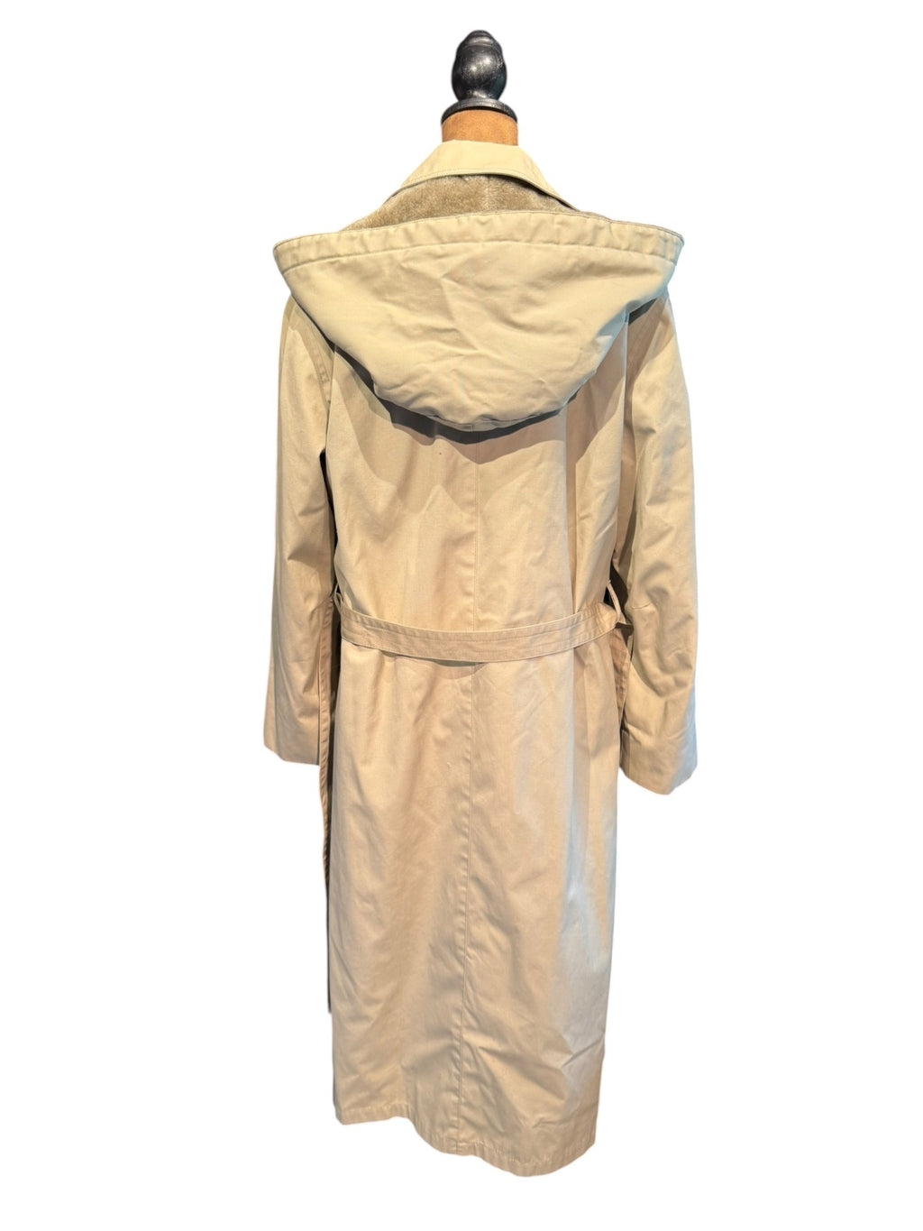 Vintage London Fog Beige Hooded Trench Coat with Fleece Liner