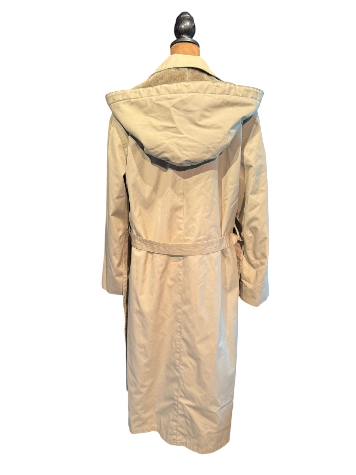 Vintage London Fog Beige Hooded Trench Coat with Fleece Liner
