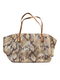 Hobo Original Large Python Print Tote Bag with Brown Leather