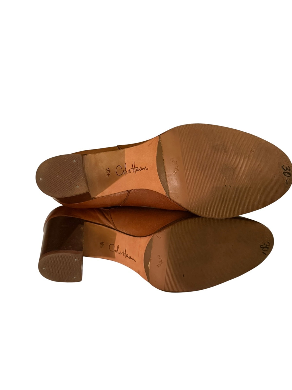 Cole Haan Brown Leather Ankle Boots with Block Heel