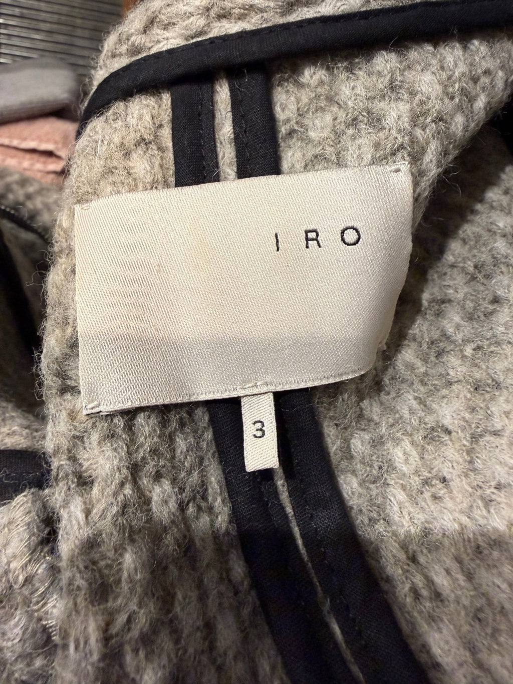 IRO Beige Chunky Knit Wool Blend Sweater Jacket