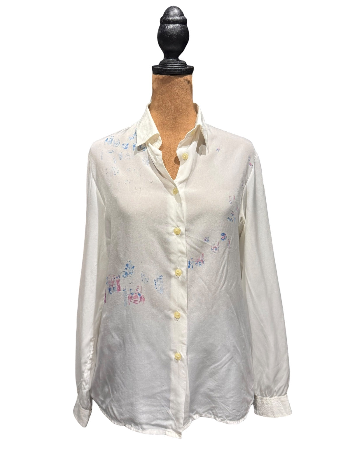 Vintage EBE Creazioni White Button-Up Blouse Made in Italy
