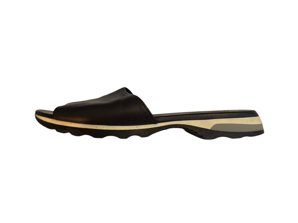 Prada Black Leather Slide Sandals