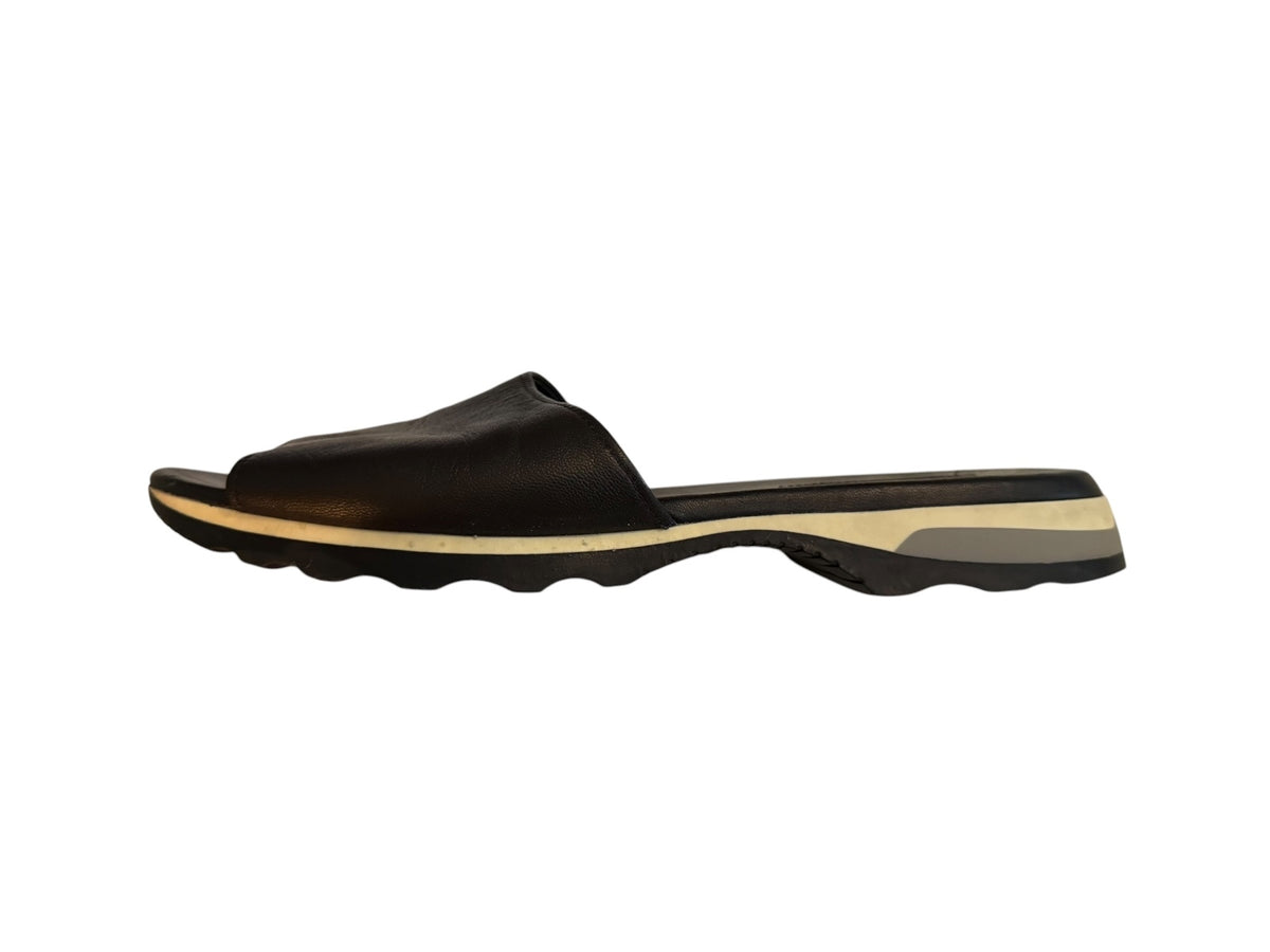 Prada Black Leather Slide Sandals