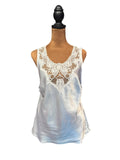 Cinema Etoile Elegant White Lace Detail Satin Cami