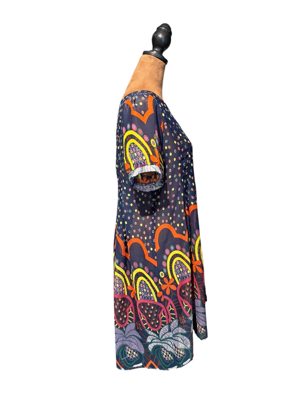 Lucca Navy Blue Multicolor Patterned Dress
