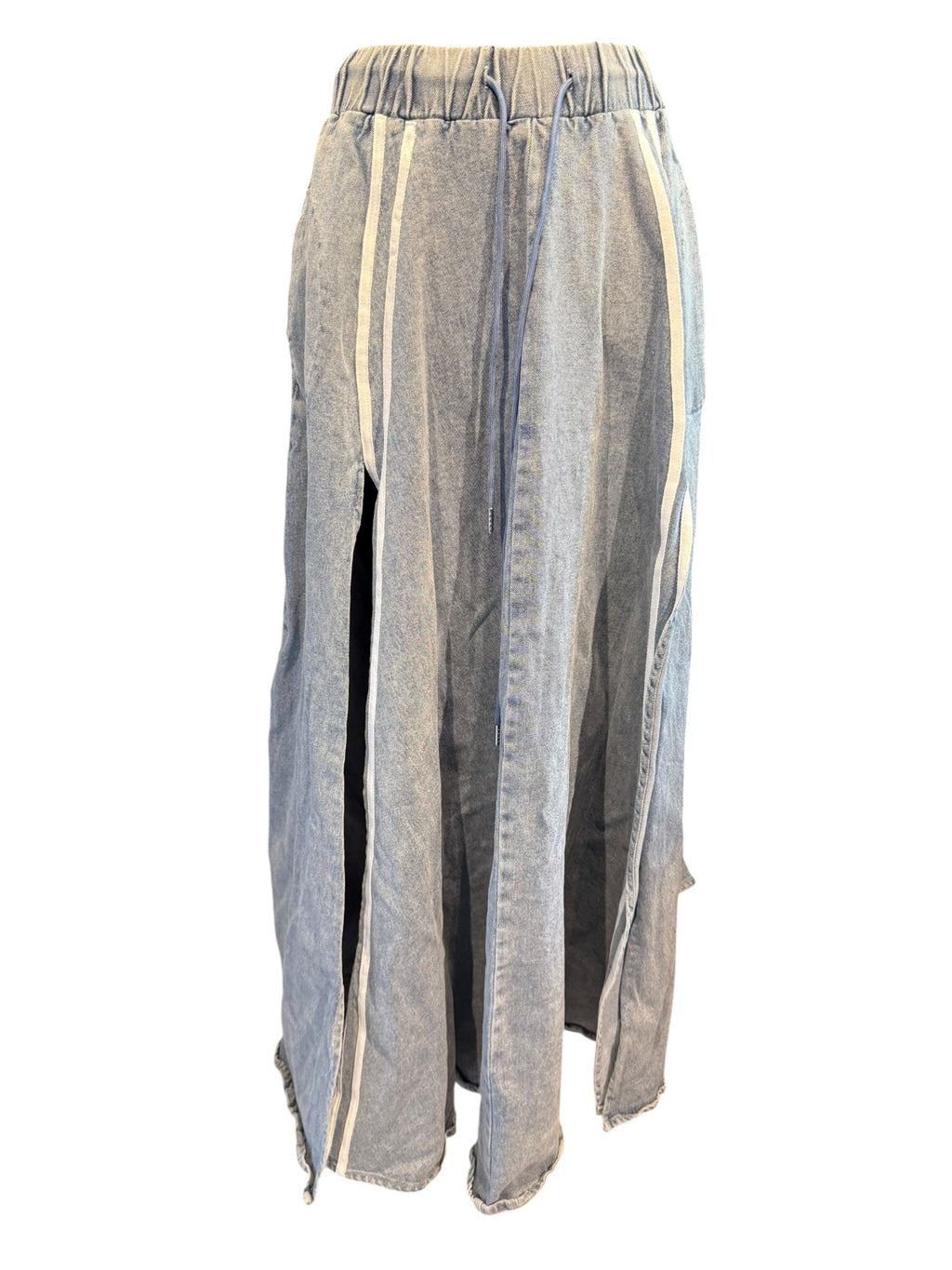 Akira Light Blue Denim Maxi Skirt with High Side Slits