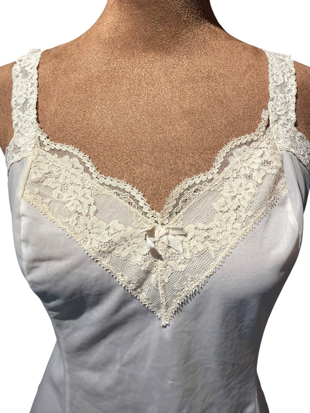 Vintage Cream Lace Trim Silk Camisole Tank Top