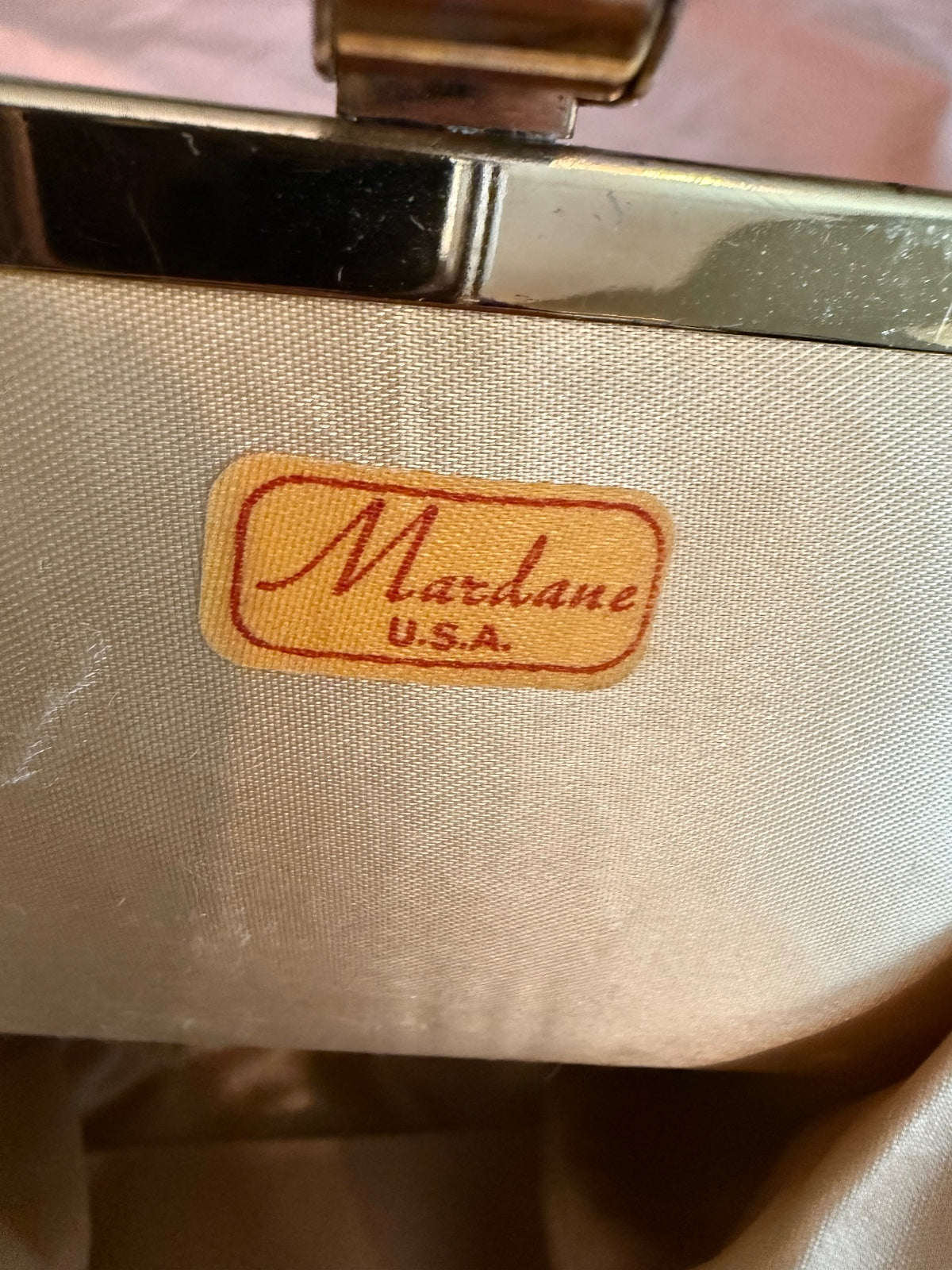 Vintage Mardane USA Black Evening Bag with Gold Chain and Frame