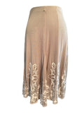 Fylo Embroidered Beige Midi Skirt