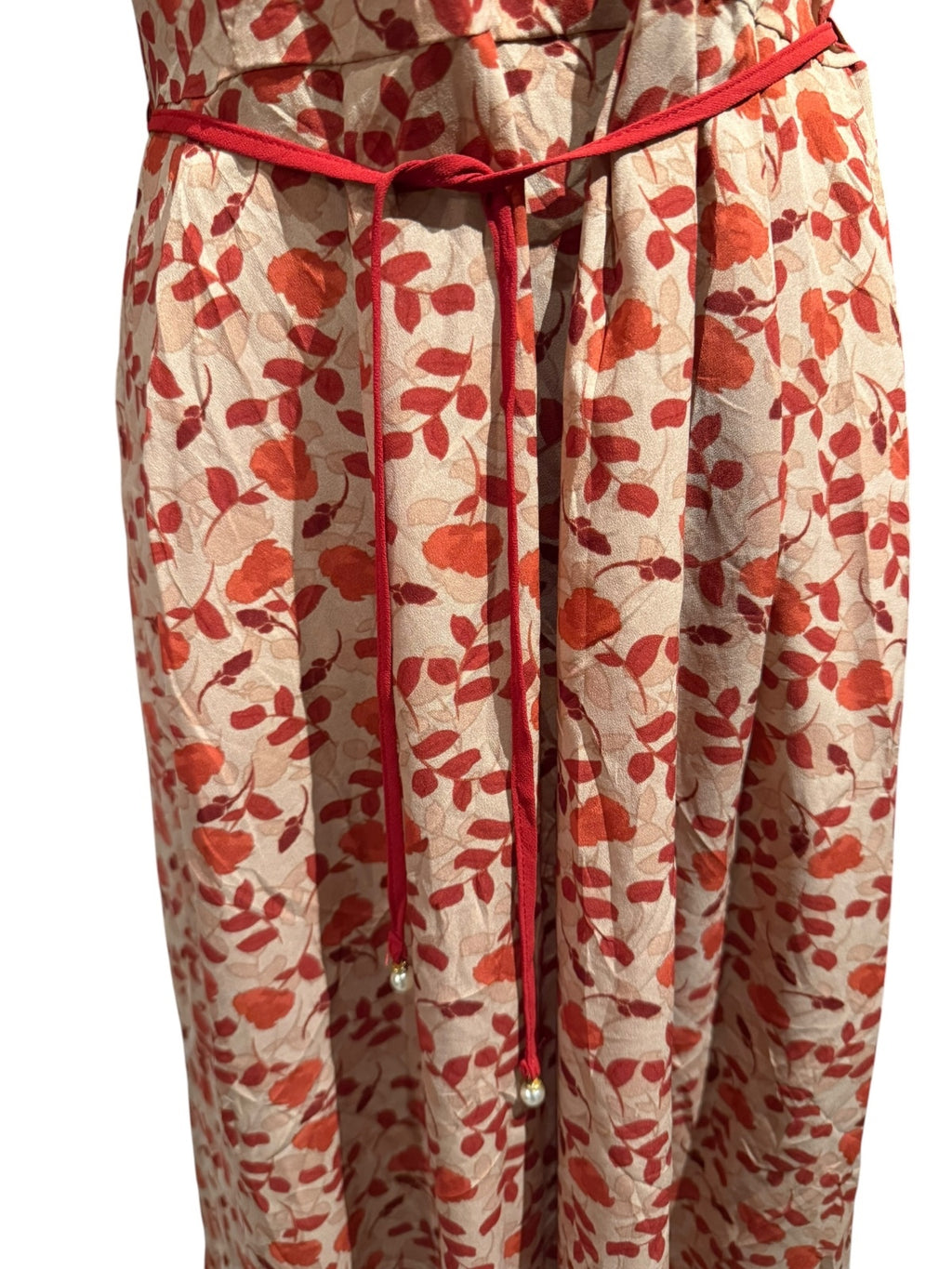 Floral Midi Dress with Ruffle Collar and Belt