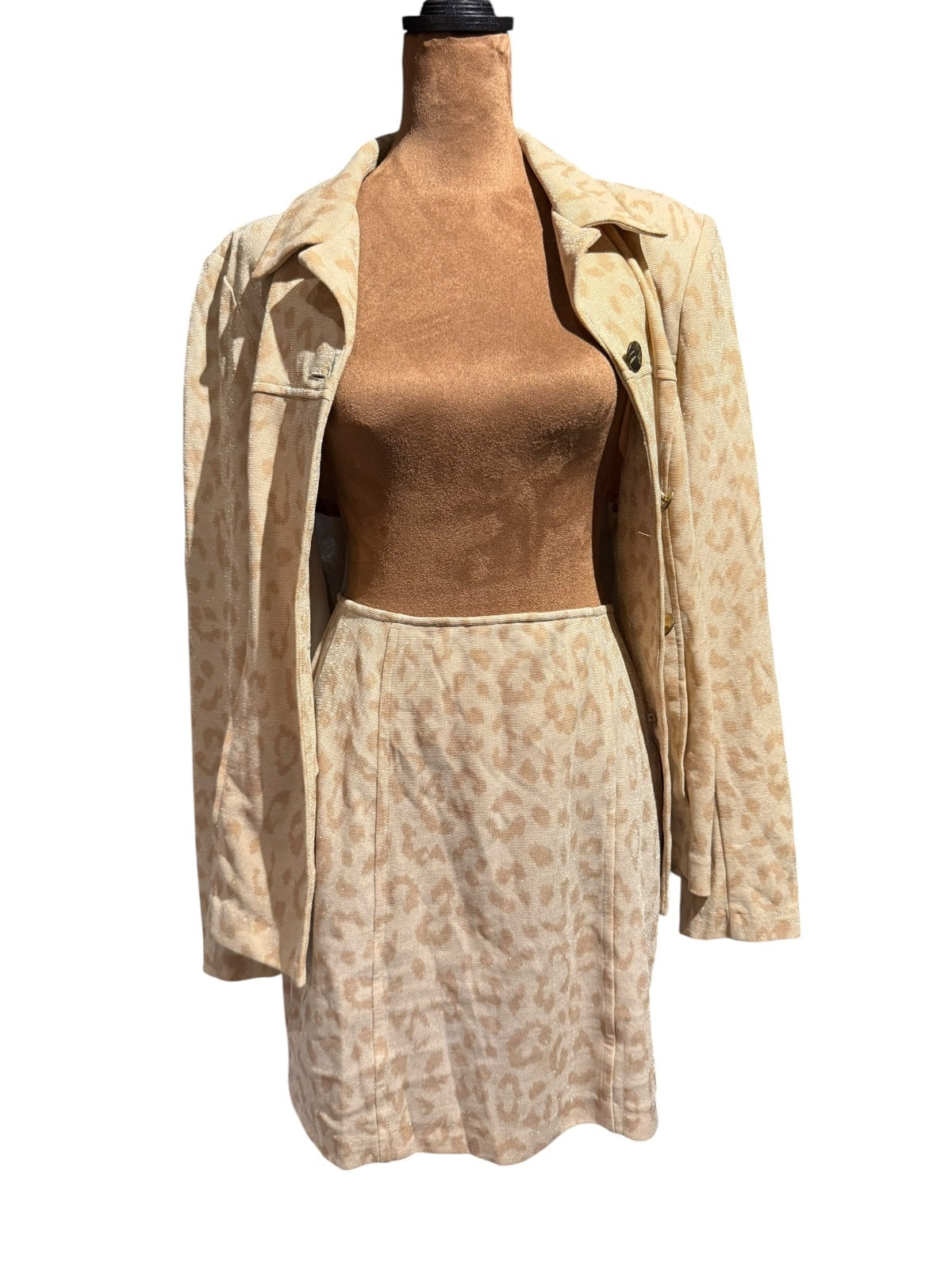 Gantos Women's Two-Piece Leopard Print Skirt and Jacket Set