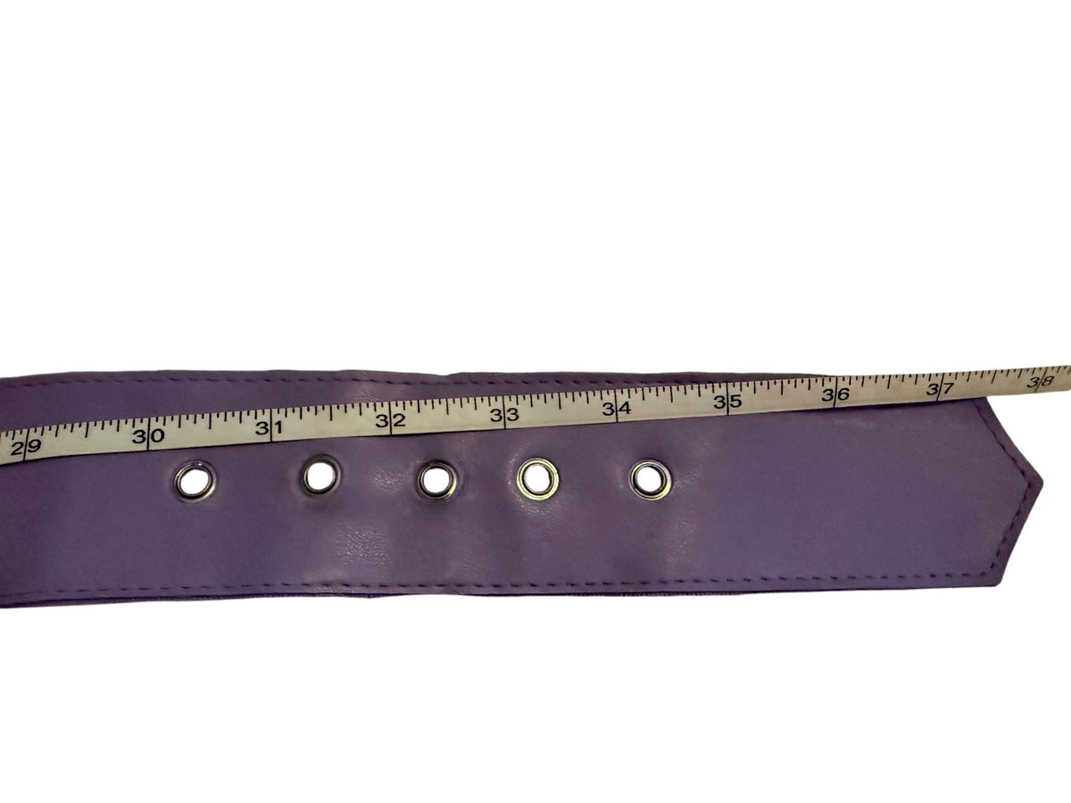 Vintage Wide Purple and Multicolor Striped Belt with Rhinestone Buckle
