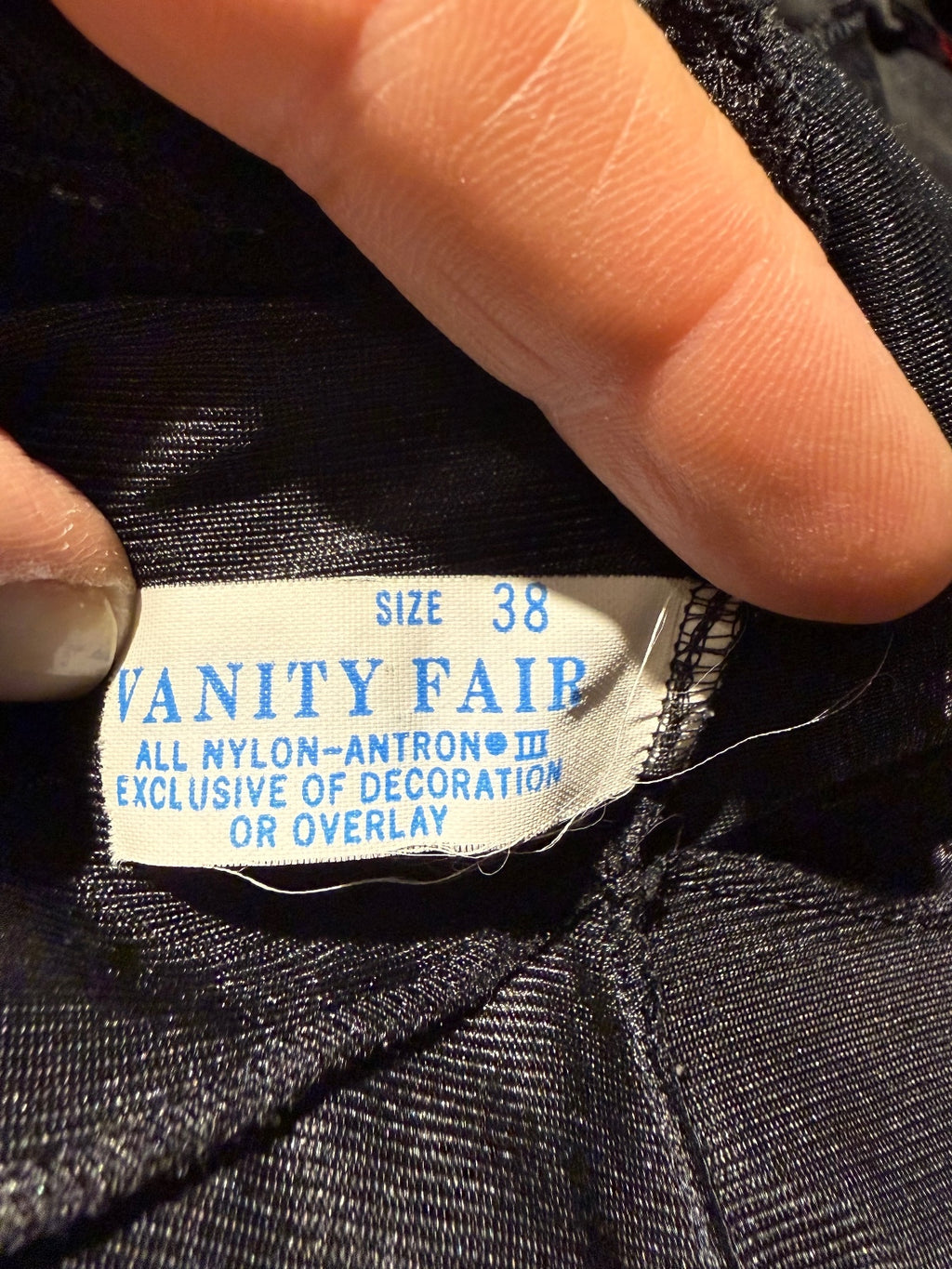 Vintage Vanity Fair Black Nylon Half Slip with Lace