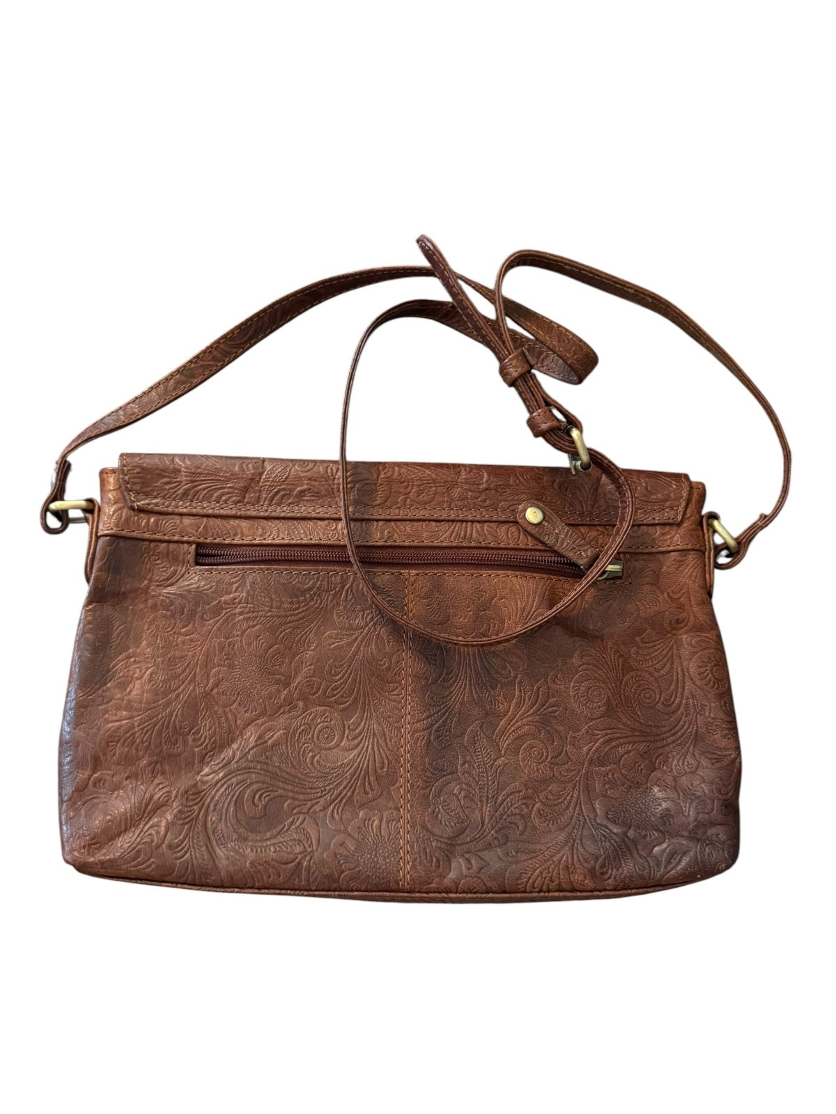 Sorpresa Genuine Leather Brown Embossed Shoulder Bag