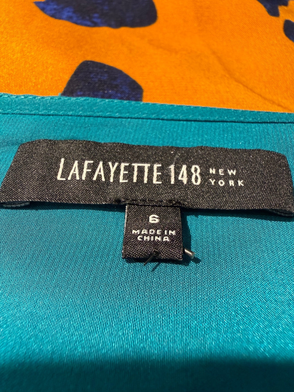 Lafayette 148 New York Silk Blouse in Vibrant Turquoise