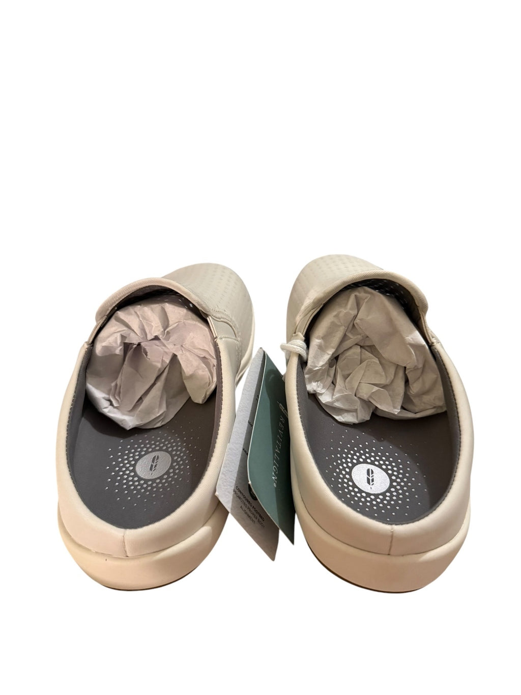 Revitalign Women's Slip-On Clogs Beige Perforated Comfort Shoes