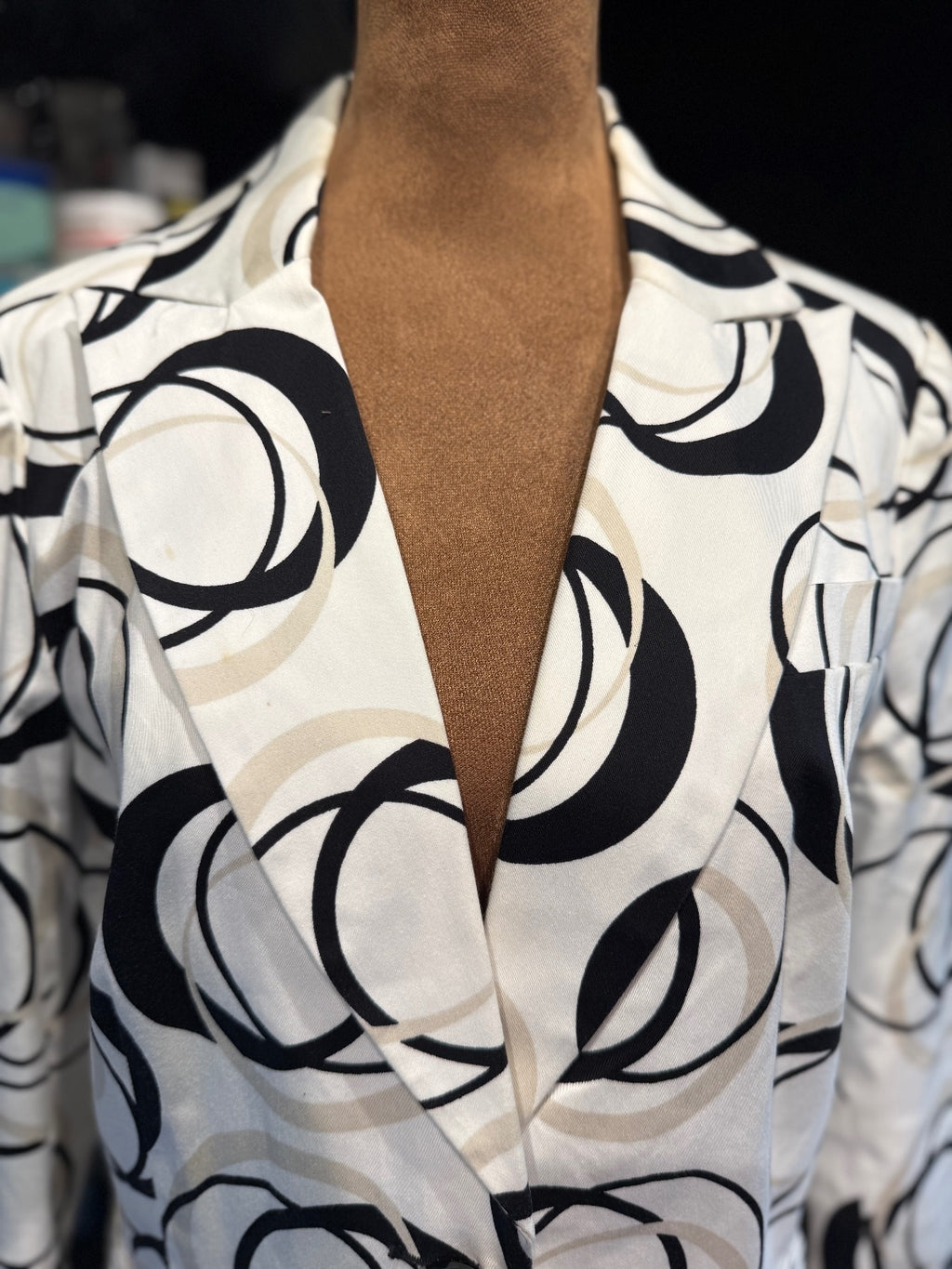 Sandro Sportwear White Black Circle Print Cotton Blazer