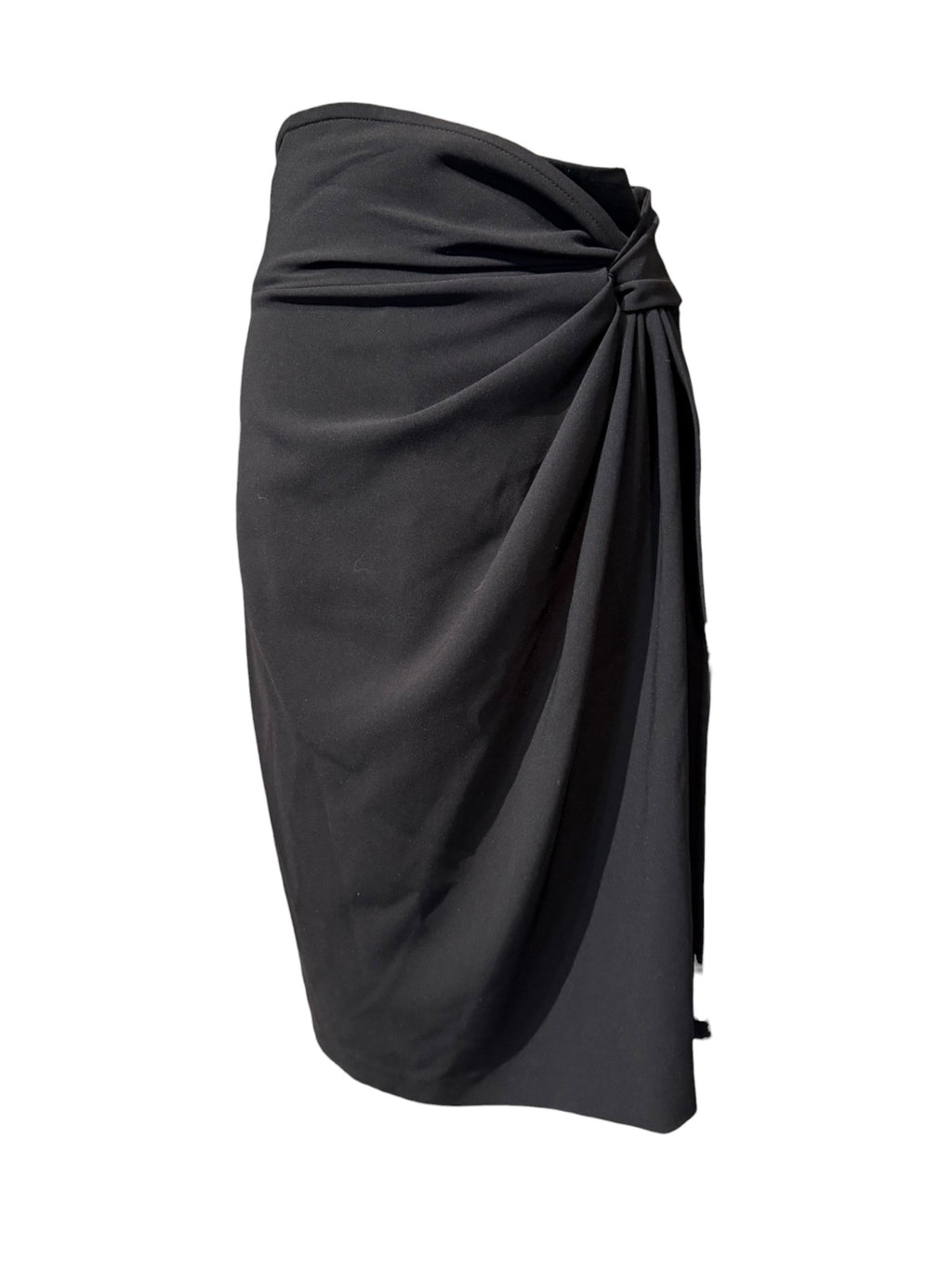St. John Black Draped Pencil Skirt