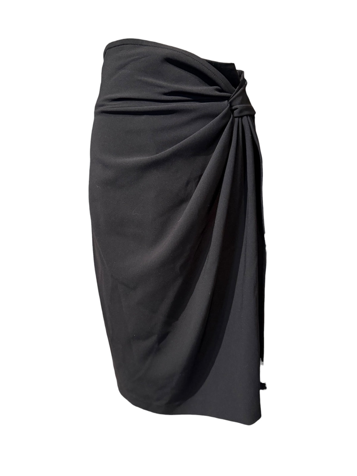 St. John Black Draped Pencil Skirt