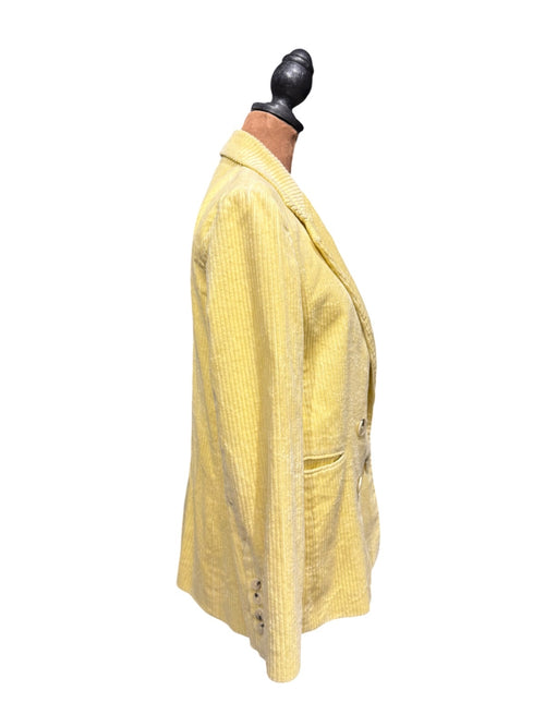 Zara Woman Yellow Corduroy Double-Breasted Blazer Jacket