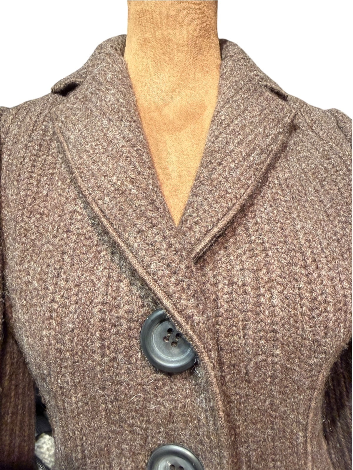 Cesare Fabbri Wool Knit Fringe Button Blazer Jacket