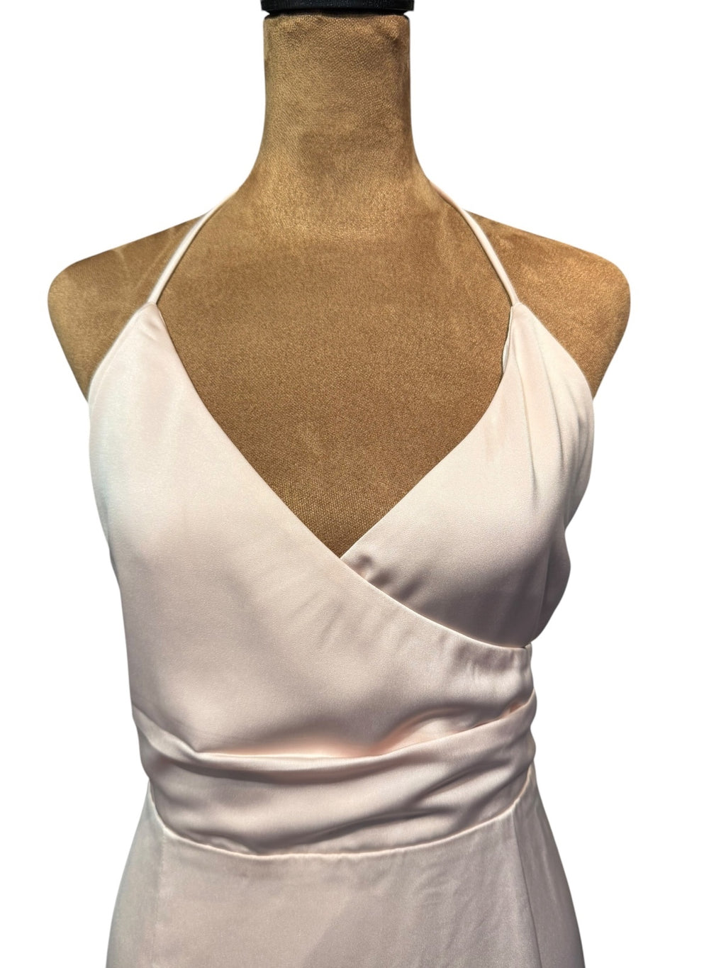 Lovers + Friends Elegant Light Pink Satin Halter Maxi Dress