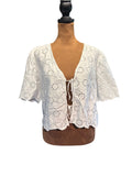 Joie White Eyelet Cotton Tie-Front Top