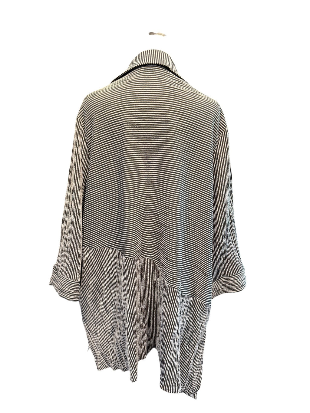 Moonlight Black and White Striped Button-Up Tunic Jacket