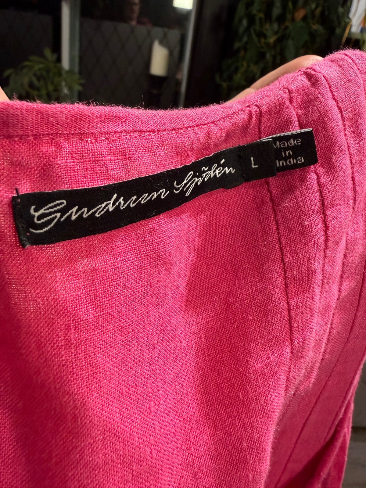 Gudrun Sjoden Pink 100% Linen Button-Front Dress