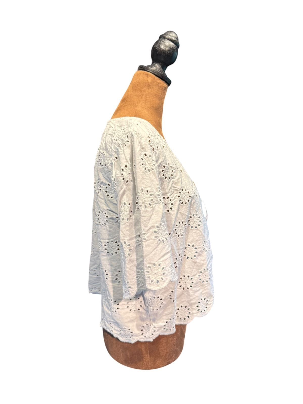 Joie White Eyelet Cotton Tie-Front Top