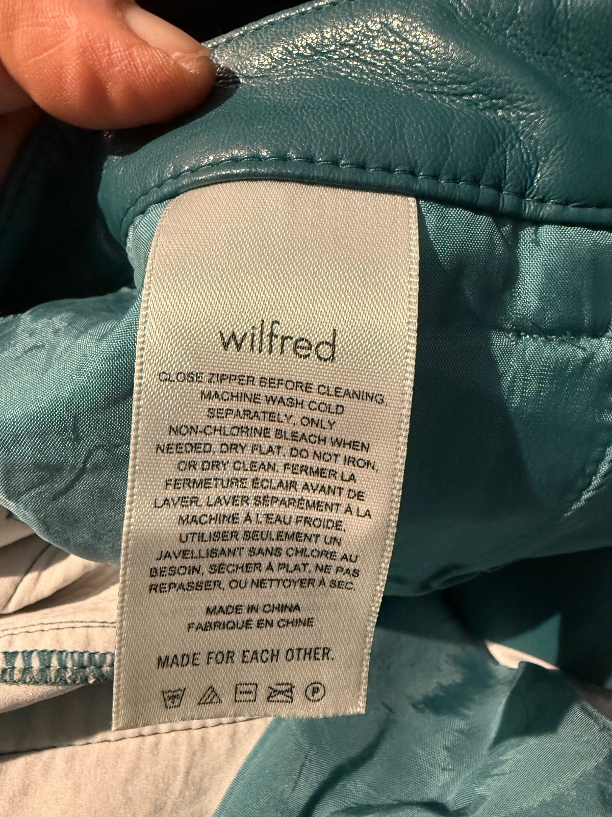 Wilfred Women's Teal Faux Leather Pants