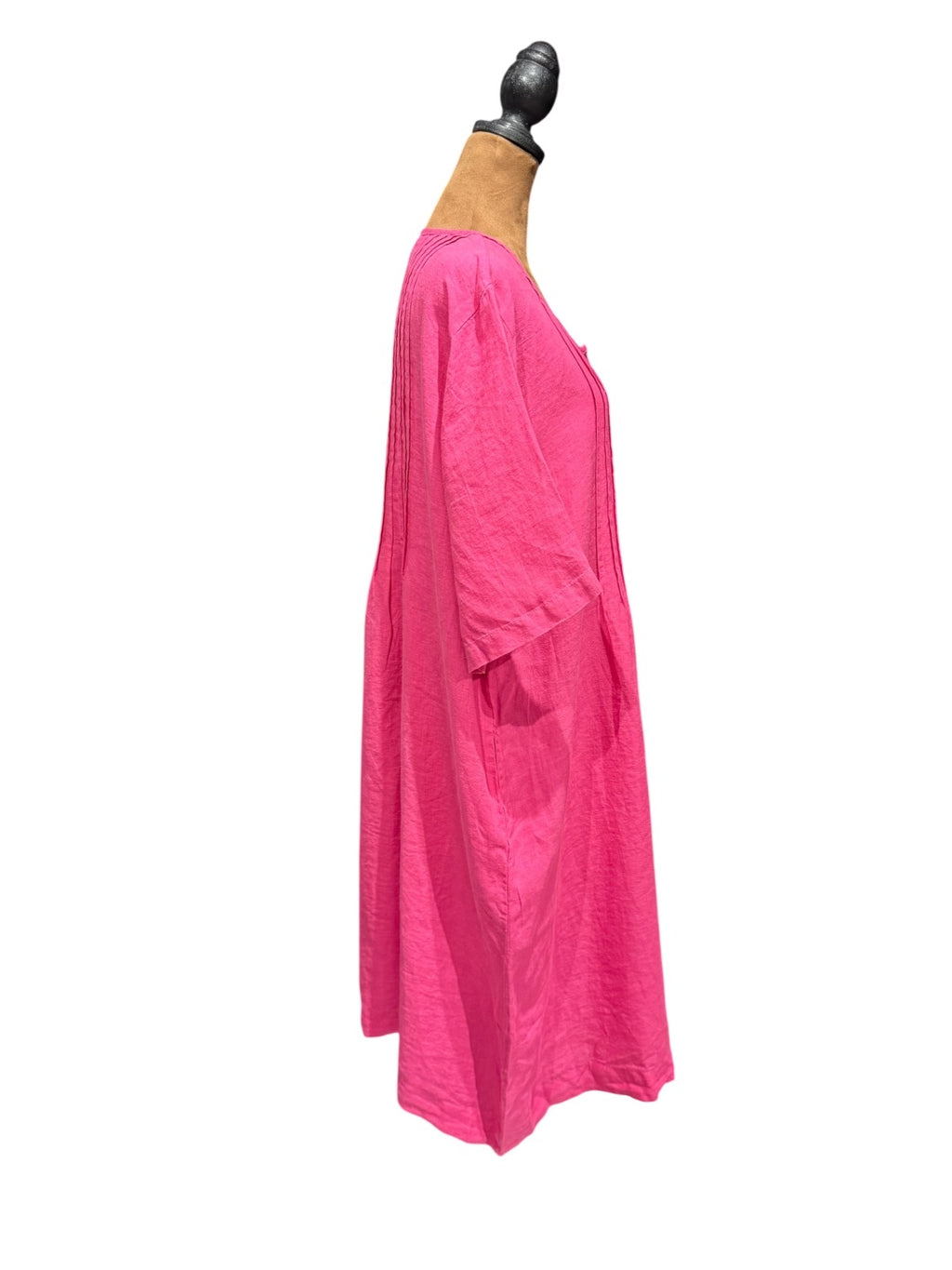Gudrun Sjoden Pink 100% Linen Button-Front Dress