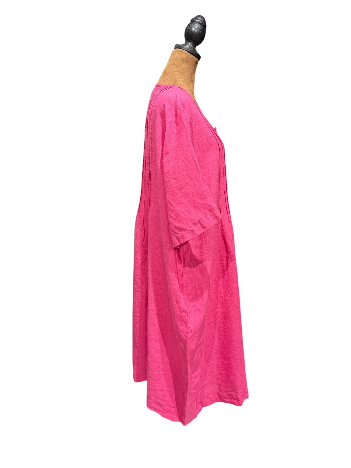 Gudrun Sjoden Pink 100% Linen Button-Front Dress