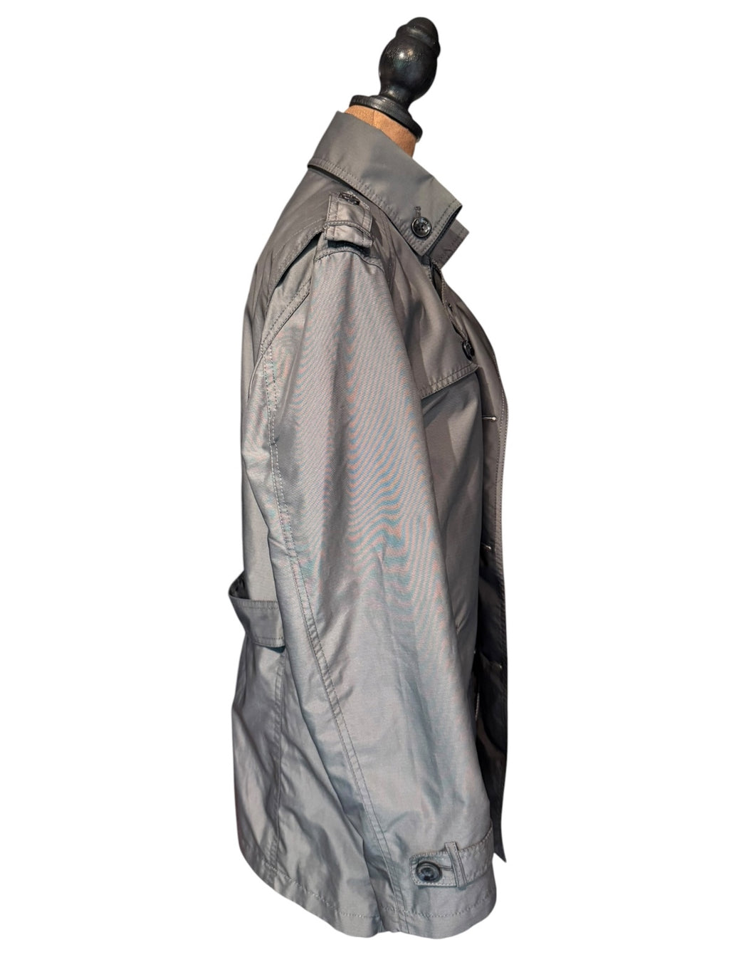 Heilan Home Vintage Gray Short Trench Coat with Quilted Lining